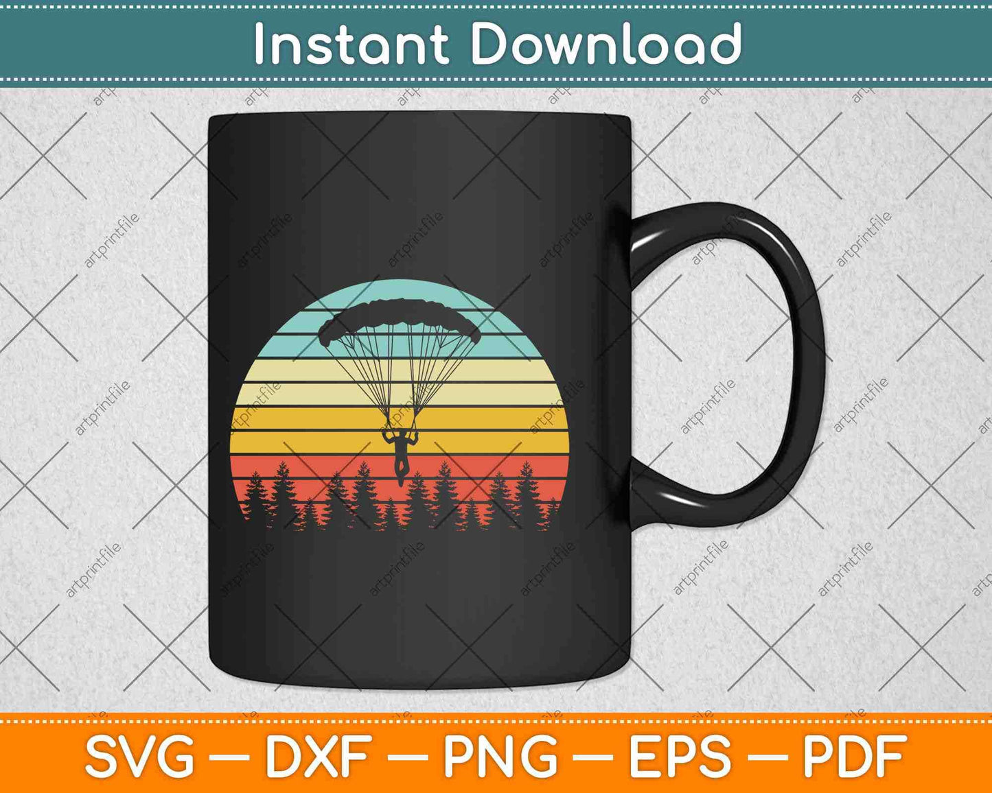 Vintage Retro Skydiving Birthday Gift Svg Design Cricut Printable Cutting Files