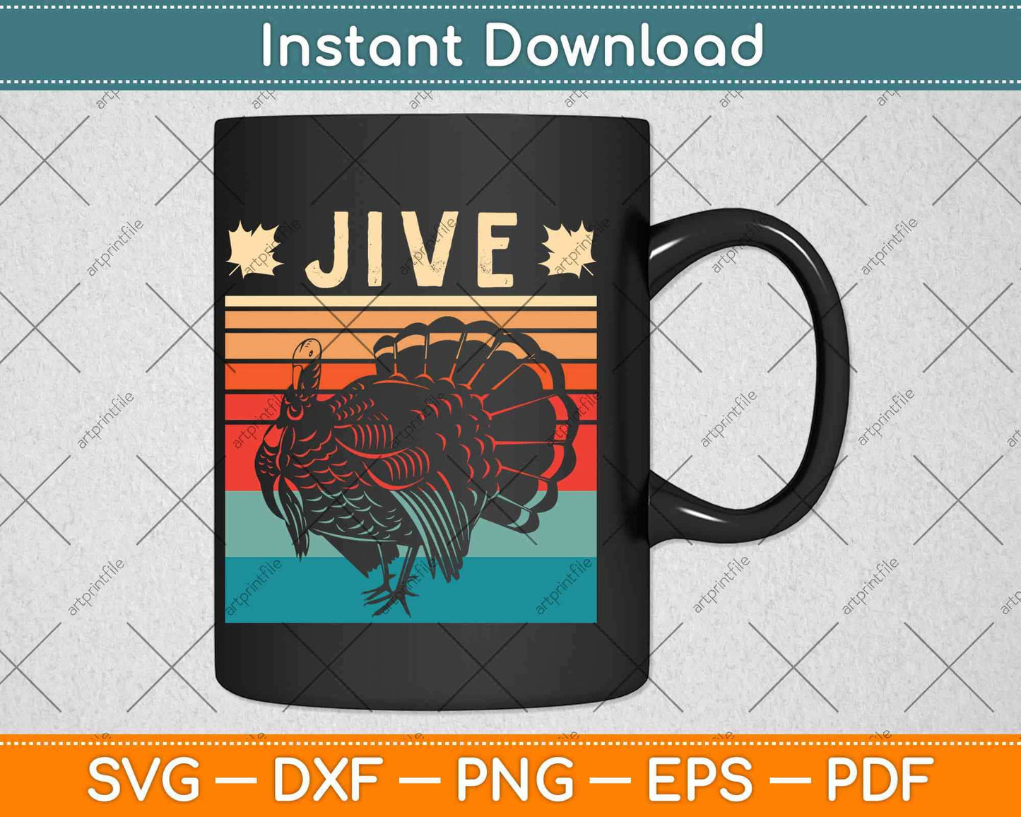 Vintage Turkey Jive Funny Thanksgiving Svg Design Cricut Printable Cutting Files