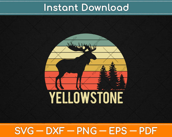 Vintage Yellowstone National Park Moose Retro Travel Svg 