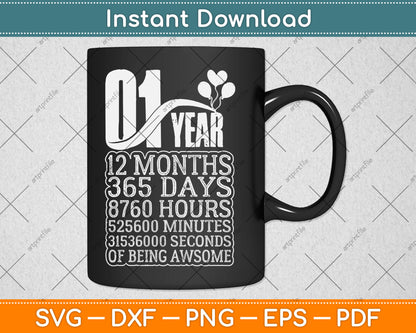 1 Years Old 1th Birthday Vintage Retro Svg Digital Cutting File