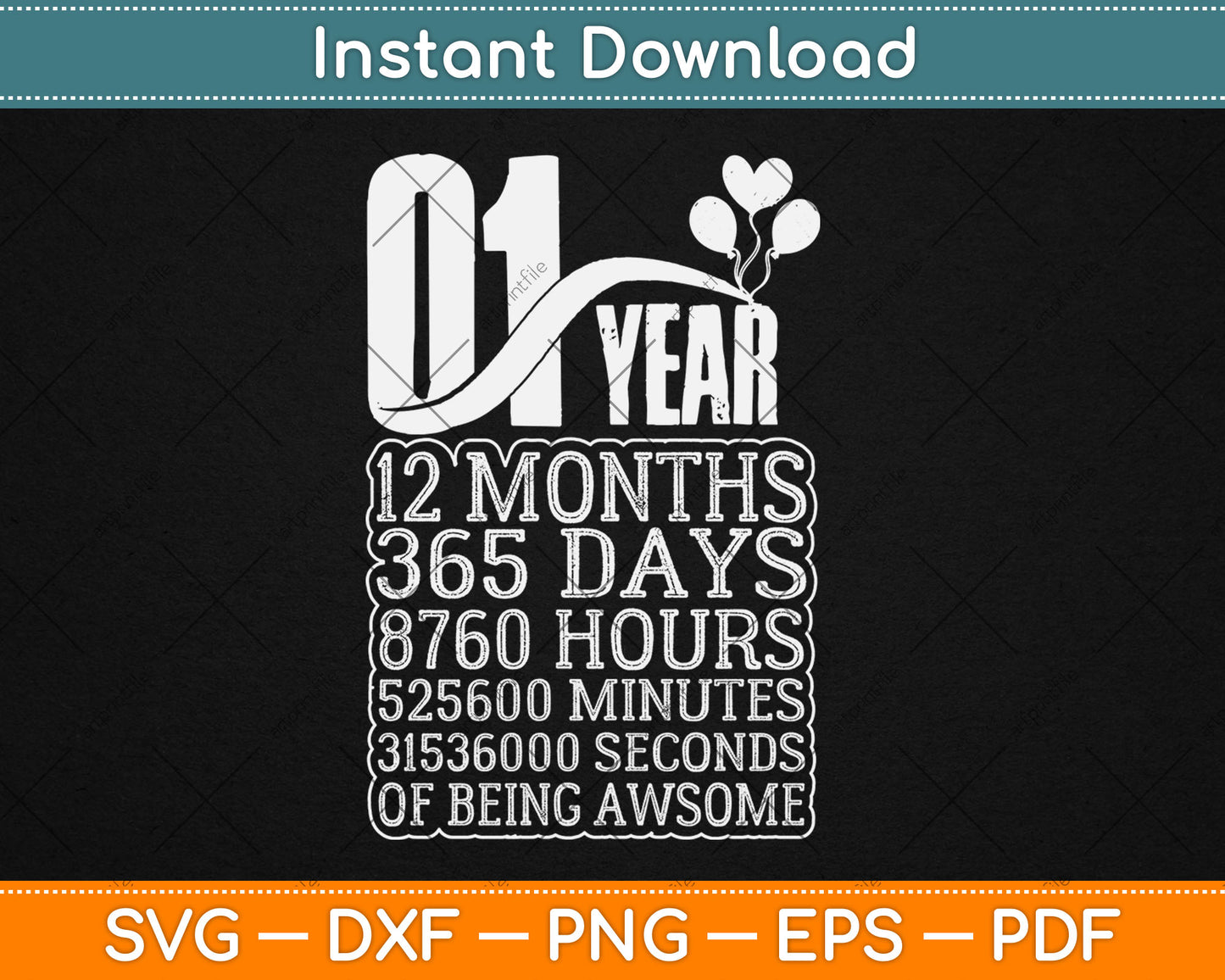 1 Years Old 1th Birthday Vintage Retro Svg Digital Cutting File