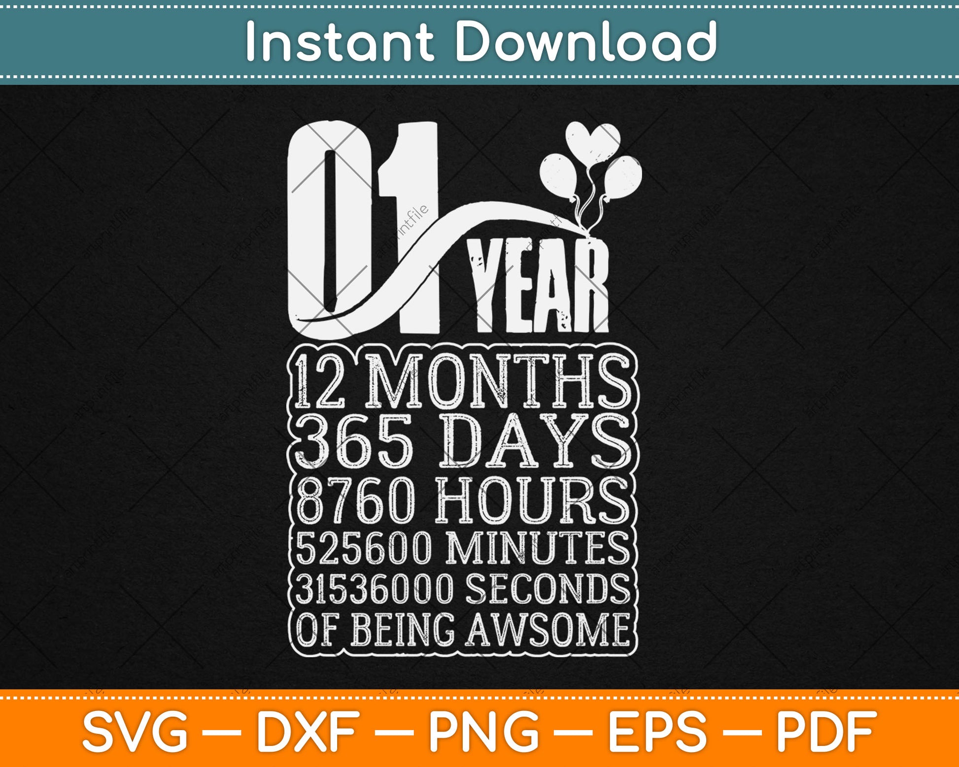 1 Years Old 1th Birthday Vintage Retro Svg Digital Cutting File