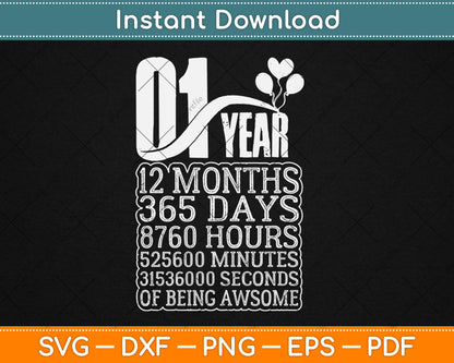 1 Years Old 1th Birthday Vintage Retro Svg Digital Cutting File