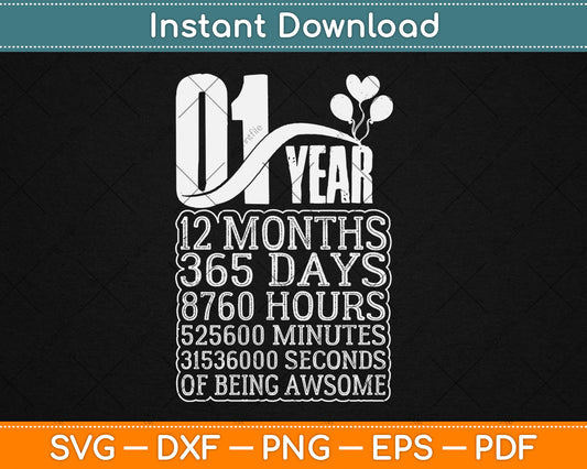 1 Years Old 1th Birthday Vintage Retro Svg Digital Cutting File
