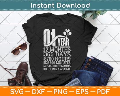 1 Years Old 1th Birthday Vintage Retro Svg Digital Cutting File
