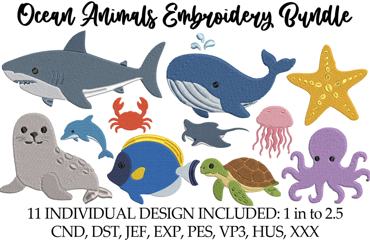 Ocean Animals Embroidery Bundle