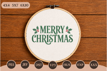 Merry Christmas Embroidery Design