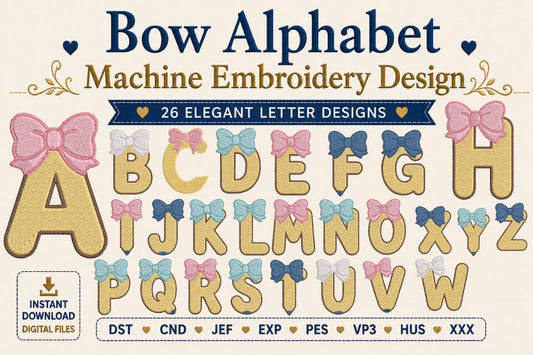 Bow Alphabet Embroidery Design