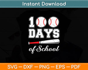 100 Days Of School Baseball Lover Svg Digital Cutting File