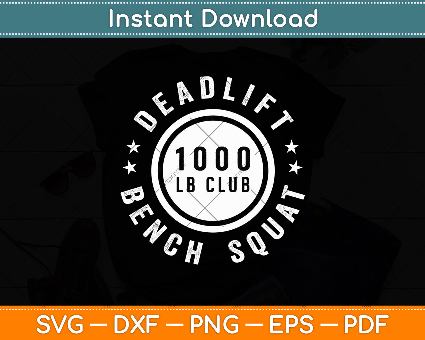 Elite Strength 1000 Club Deadlift Bench Squat Achievement Svg Digital Cutting File