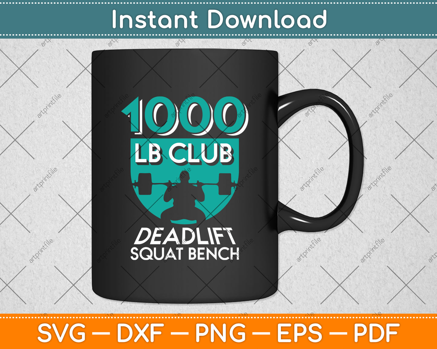 1000 LB Club Deadlift Squat Bench Bodybuilding Weightlifting Svg Digital Cutting File