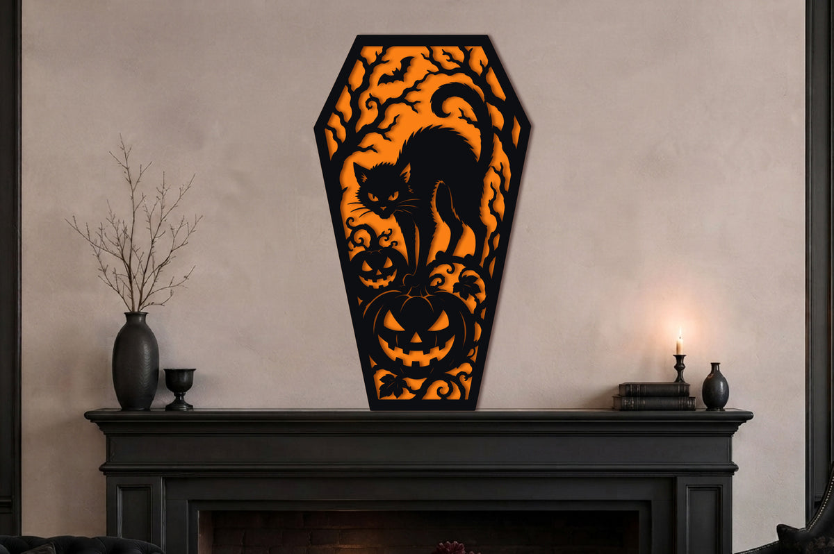 Halloween Black Cat Coffin SVG