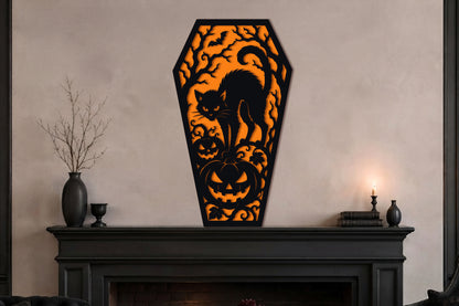 Halloween Black Cat Coffin SVG