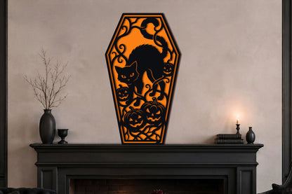 Halloween Black Cat Coffin SVG
