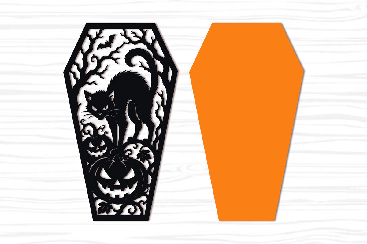Halloween Black Cat Coffin SVG