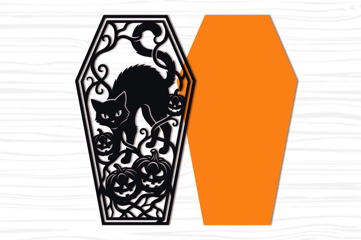 Halloween Black Cat Coffin SVG