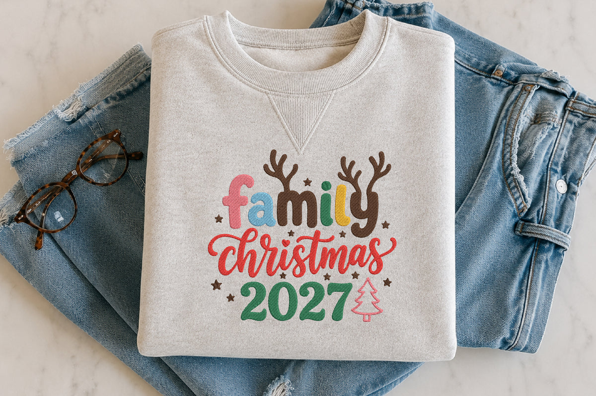 Family Christmas 2027 Embroidery Design