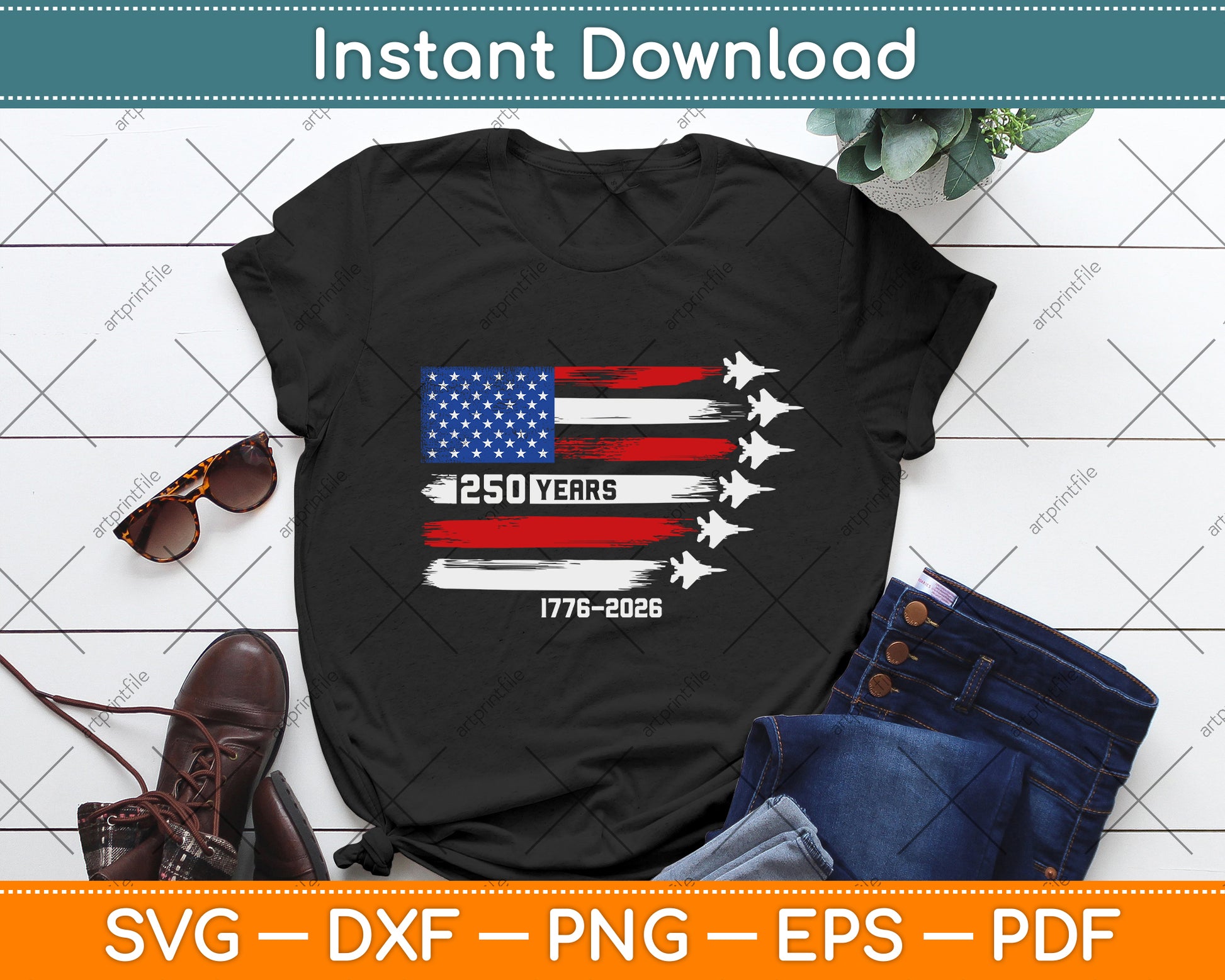 250 Anniversary USA 250th American 250 Years 4th of July SVG Design