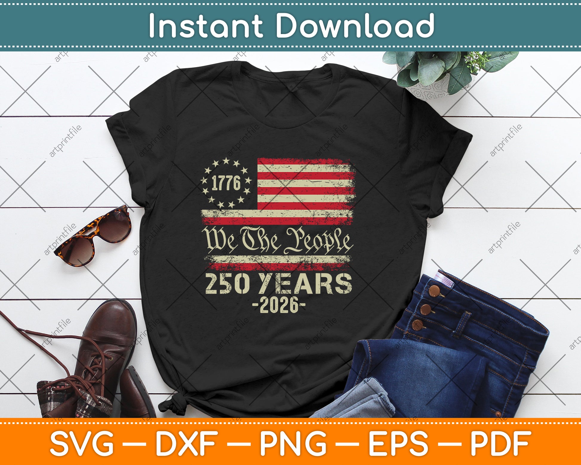 250 Years American Flag 250th Anniversary USA SVG Digital Cutting File