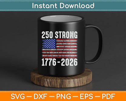 250th Independence Day Patriotic 250 Years America Anniversary SVG PNG Cutting File