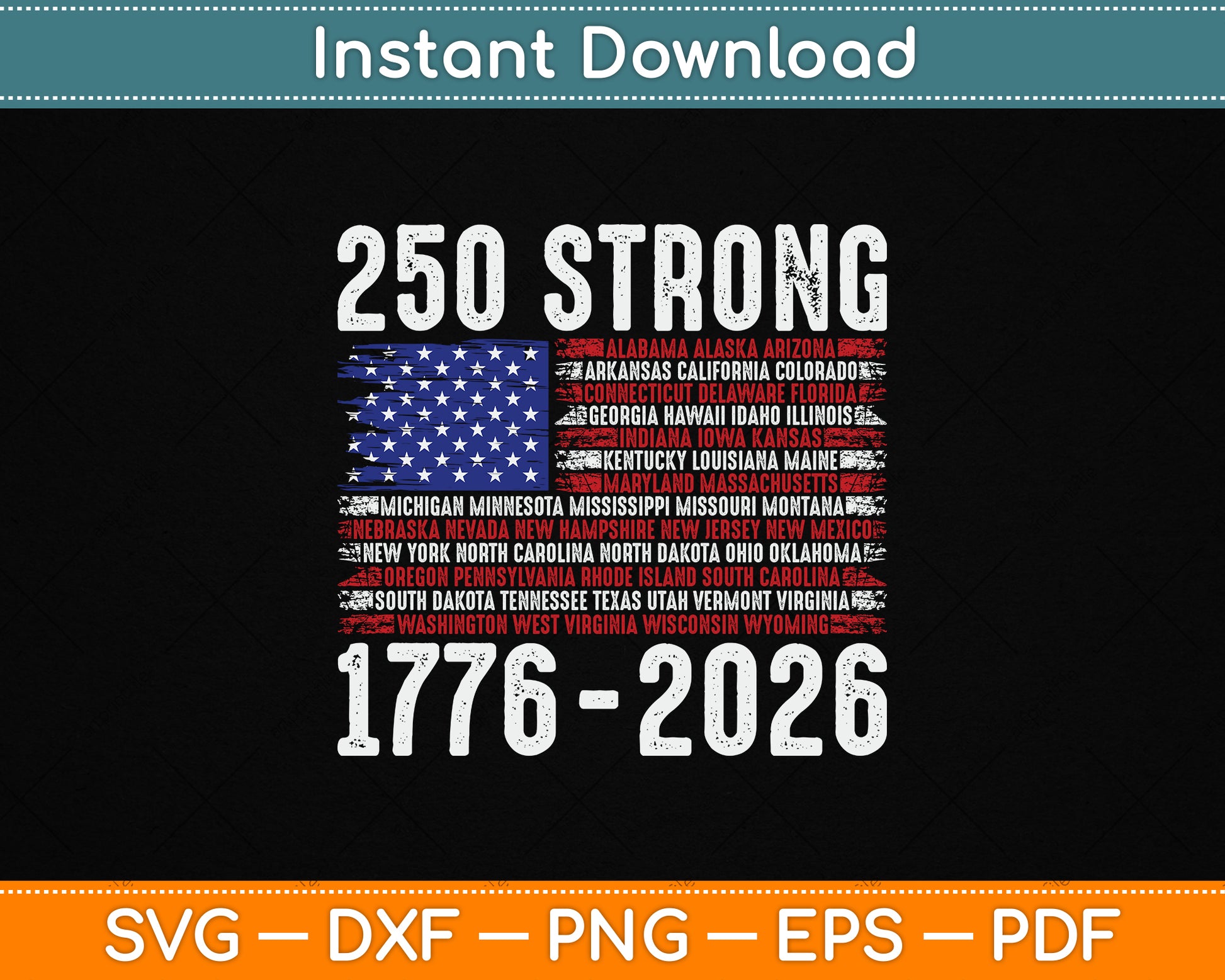 250th Independence Day Patriotic 250 Years America Anniversary SVG PNG Cutting File