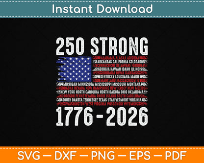 250th Independence Day Patriotic 250 Years America Anniversary SVG PNG Cutting File
