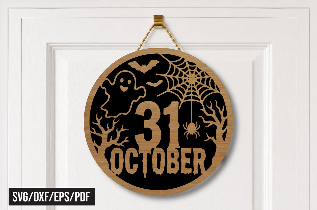 31 October Halloween Round Door Hanger SVG