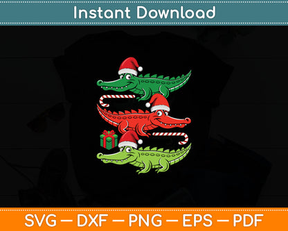 3 Christmas Crocodiles Santa Xmas Alligator Svg Digital Cutting File