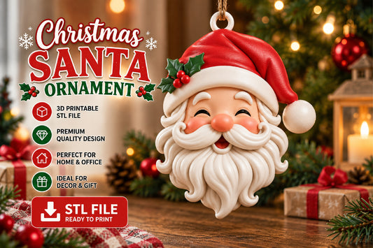 3D Christmas Santa Ornament STL File