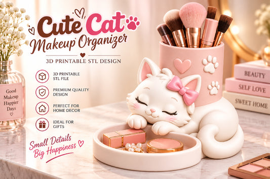 3D Print Cat Makeup Organizer STL File