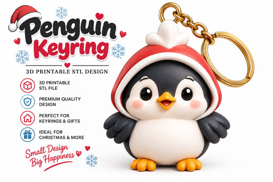 3D Print Penguin Keyring STL File