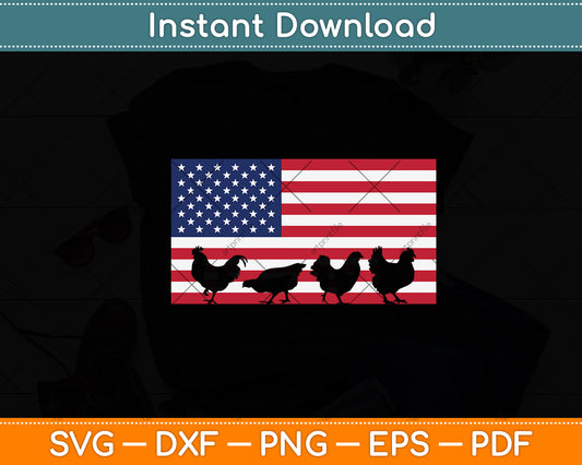 4th of July American Flag Chicken USA Svg Digital Cutting File