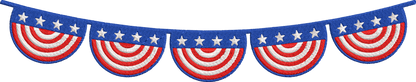 4th of July Bunting Embroidery Design, Patriotic American Flag Banner Machine Embroidery Pattern, Red White Blue Star Bunting Embroidery Design