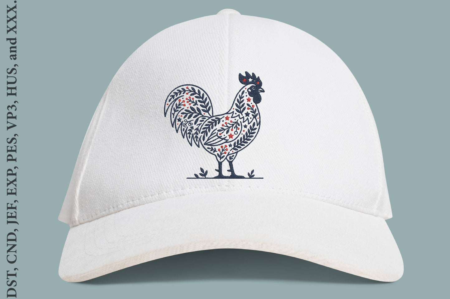 4th of July Rooster Embroidery Design – Patriotic Rooster Machine Embroidery Pattern, American Independence Day Farm Animal Embroidery Design