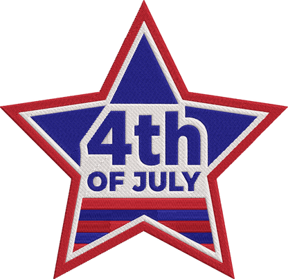 4th of July Star Embroidery Design, Patriotic American Star Machine Embroidery