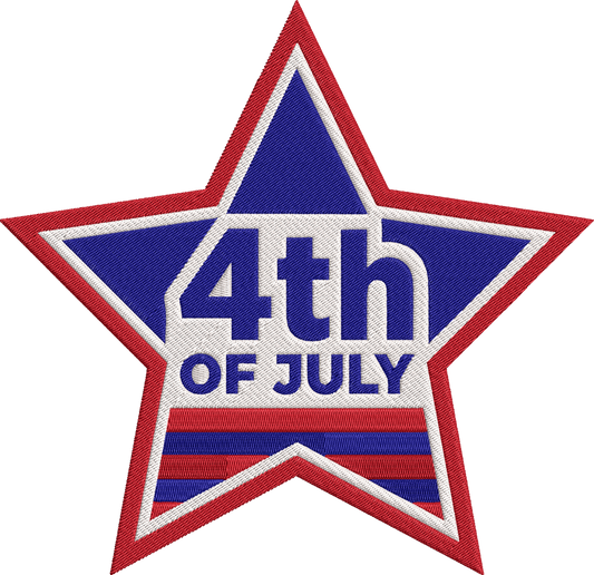4th of July Star Embroidery Design, Patriotic American Star Machine Embroidery