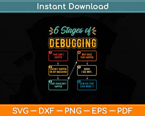 6 Stages Of Debugging Funny Programming Computer Science Svg Digital Cricut Cutting File