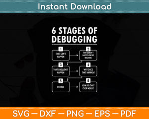 6 Stages Of Debugging Programming Computer Science Svg Design Digital Cutting File