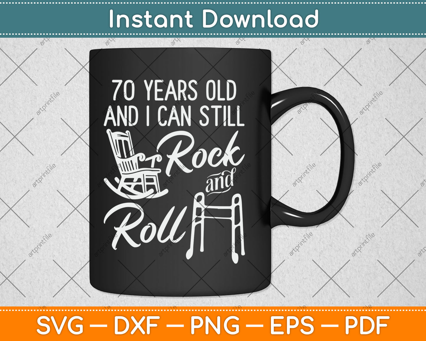 70 Years Old Rock & Roll 70th Birthday Svg Digital Cutting File