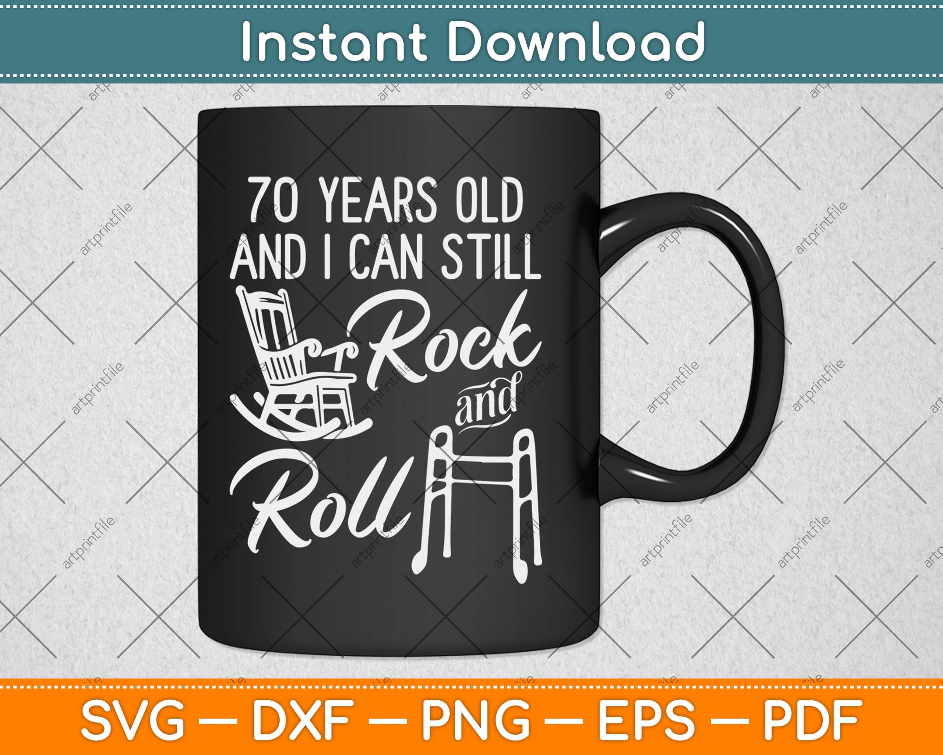 70 Years Old Rock & Roll 70th Birthday Svg Digital Cutting File