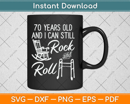 70 Years Old Rock & Roll 70th Birthday Svg Digital Cutting File