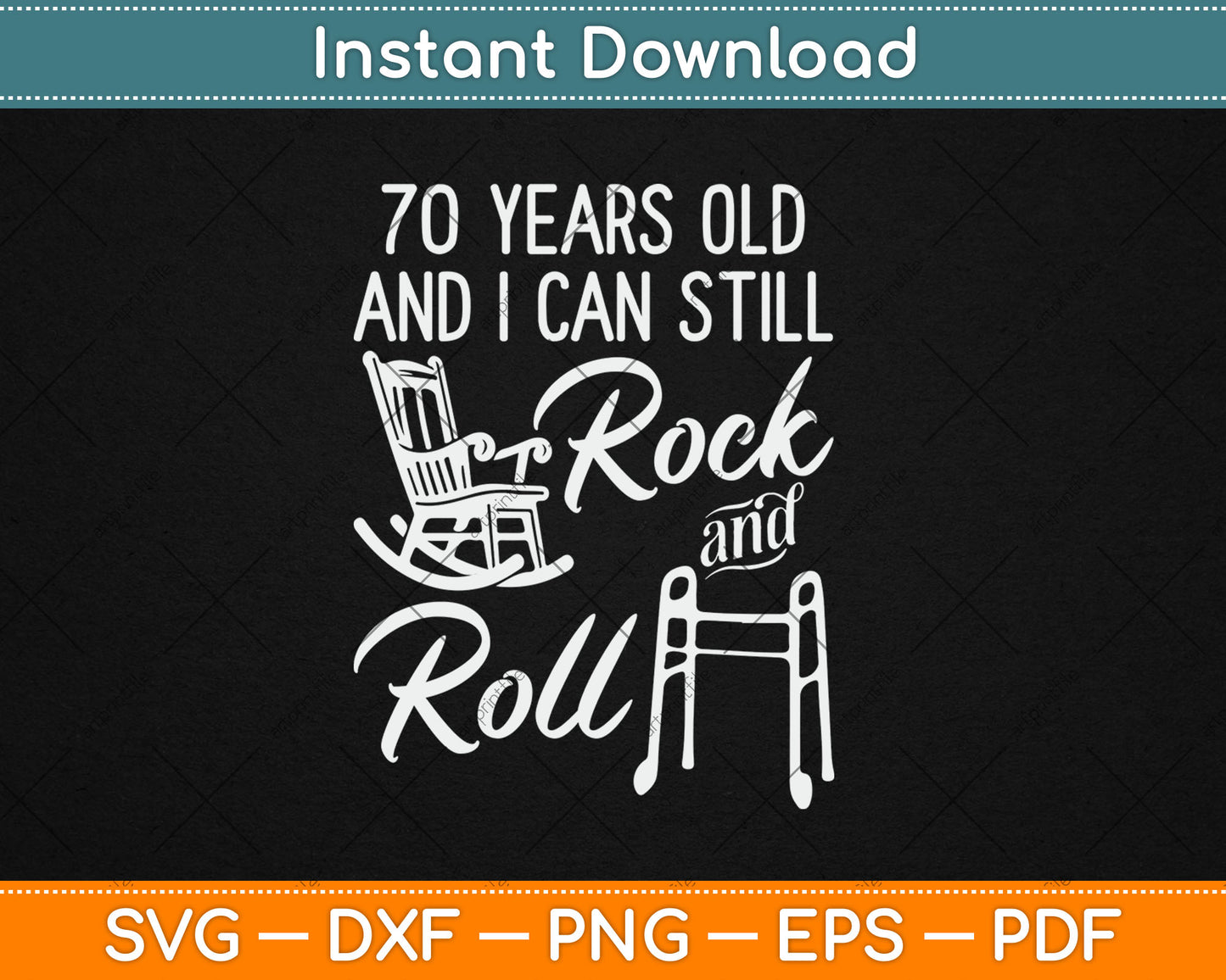 70 Years Old Rock & Roll 70th Birthday Svg Digital Cutting File