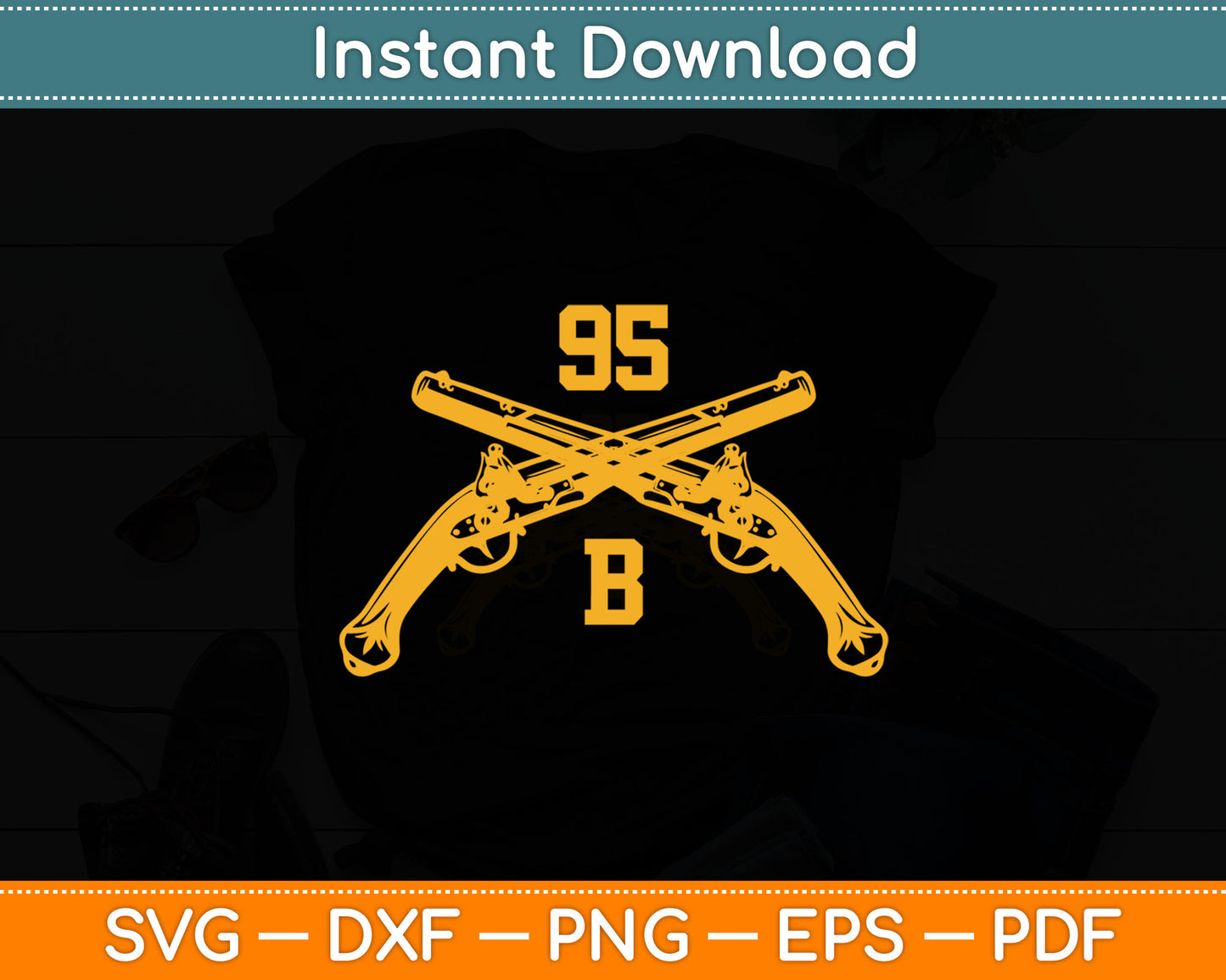 95B Military Police Officer Crossed Pistols Svg Digital Cutting File