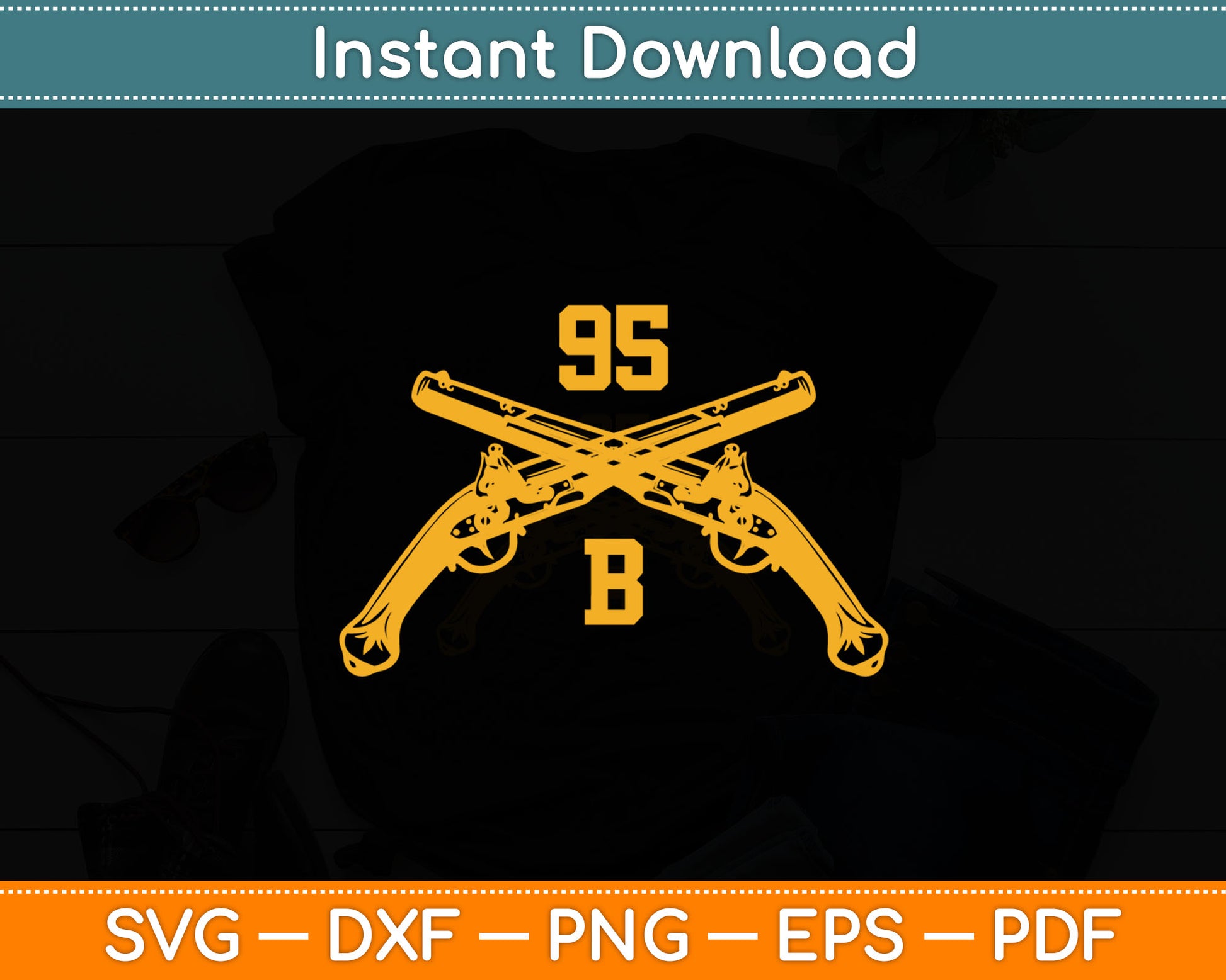 95B Military Police Officer Crossed Pistols Svg Digital Cutting File