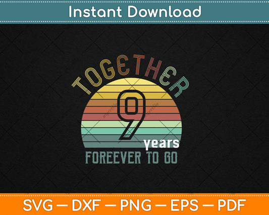 9th Years Wedding Anniversary Gifts For Couples Matching Svg Digital Cutting File