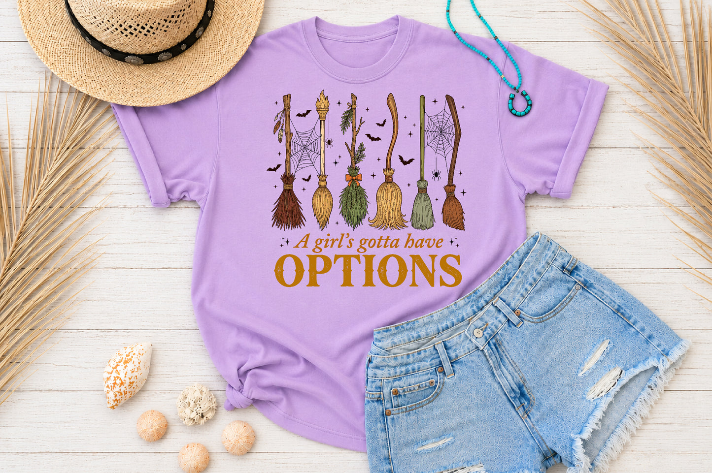 A Girl's Gotta Have Options Halloween PNG Witch Broom Sublimation Design