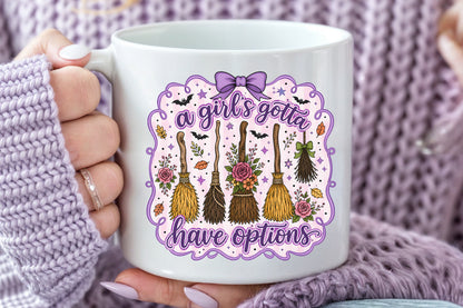A Girls Gotta Have Options PNG Retro Halloween Witch Broom Sublimation Design