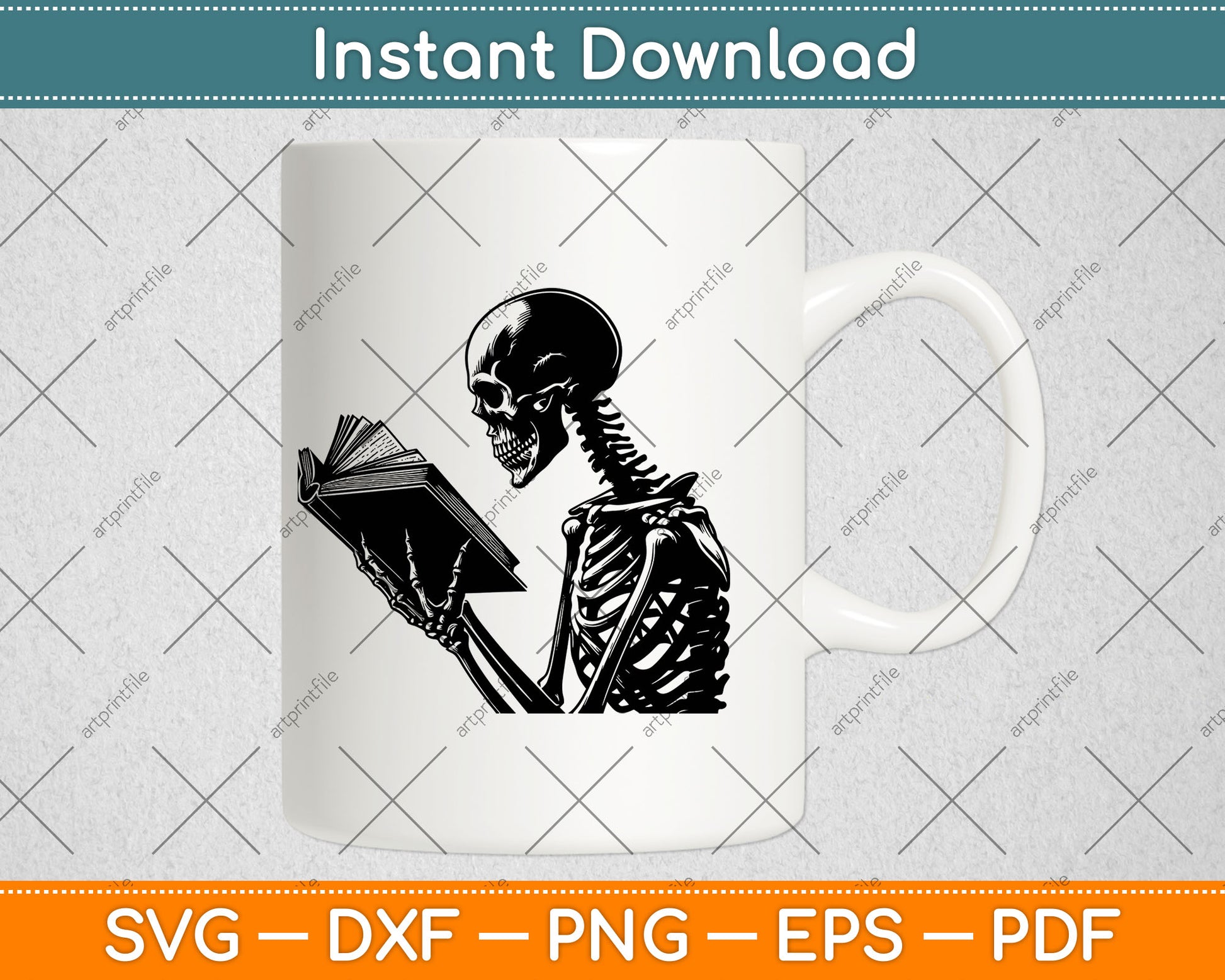 A Skeleton Reading Book Halloween Svg Digital Cutting File