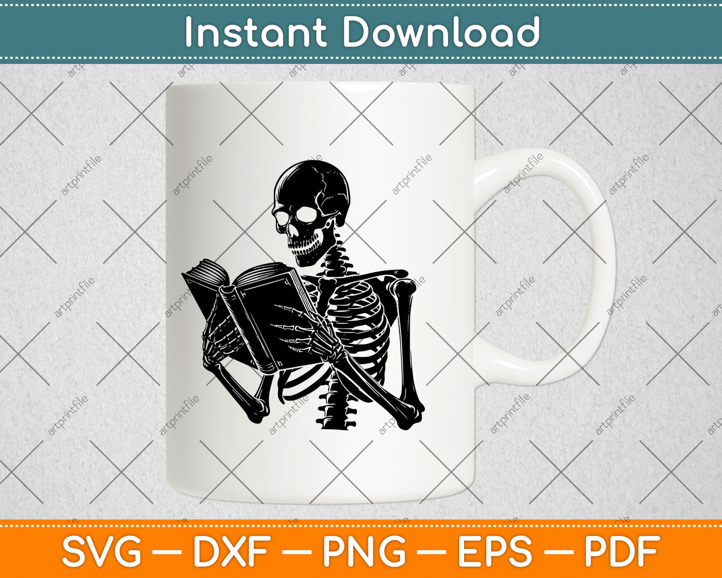 A Skeleton Reading Book Halloween Svg Digital Cutting File