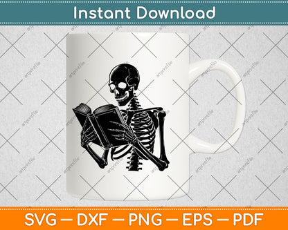 A Skeleton Reading Book Halloween Svg Digital Cutting File
